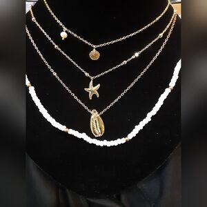Set Of 4 Beach/Shell Themed Necklace As Seen On Screen J226